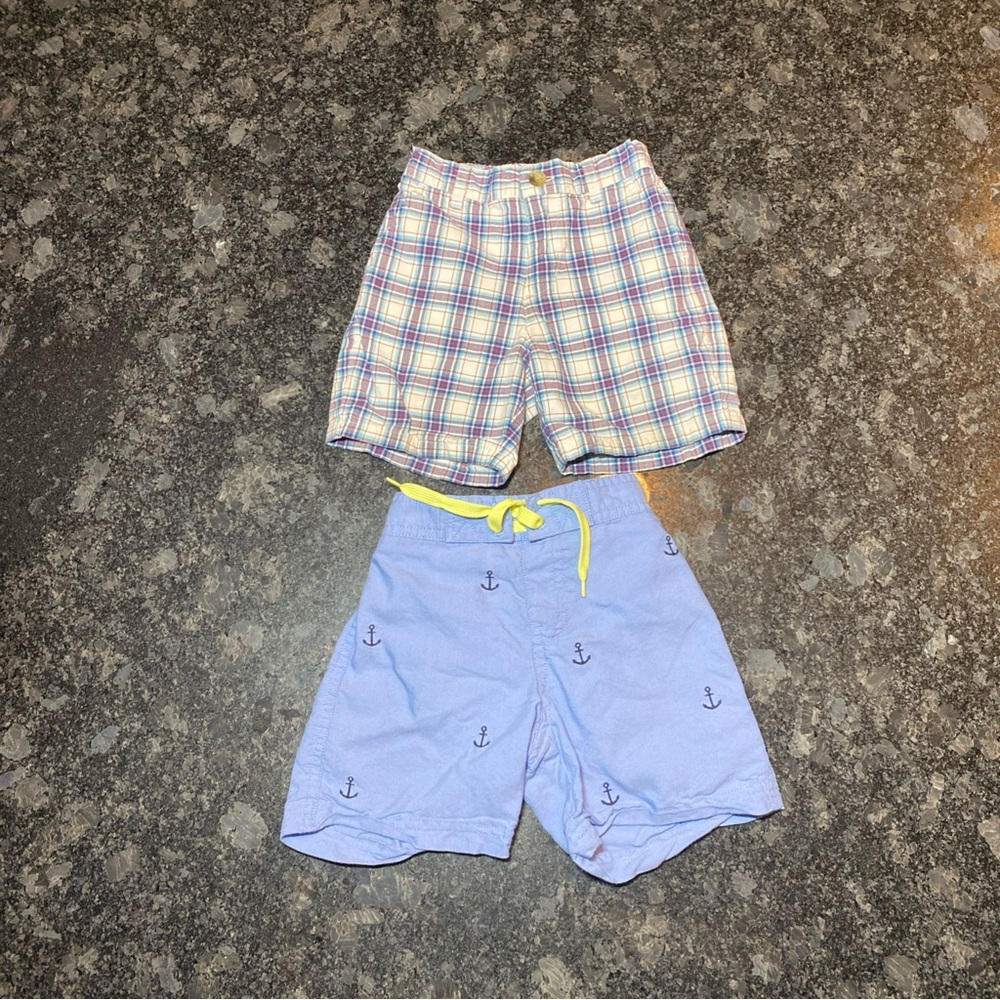Janie and Jack Classic Plaid Toddler Boys Shorts Trunks Sz 12-18 Month Lot of 2